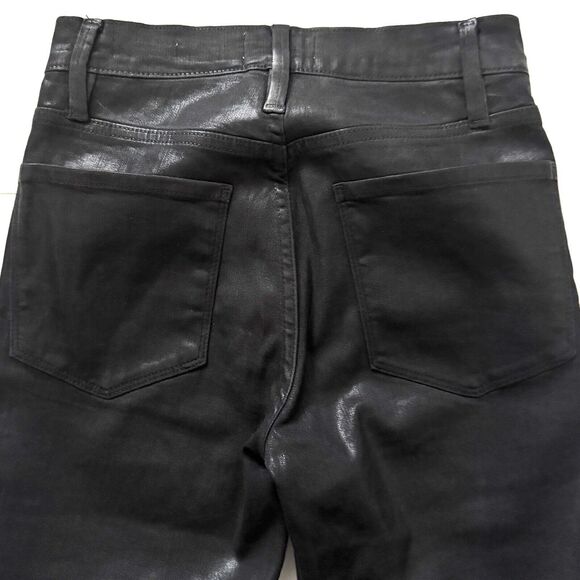 FRAME Le Sylvie Slender Straight High Rise Coated Jeans Black - Picture 11 of 11